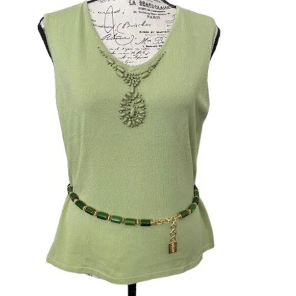 Givenchy Faux Jade Tubular Vintage Belt or Necklace 32" - Picture 6 of 6